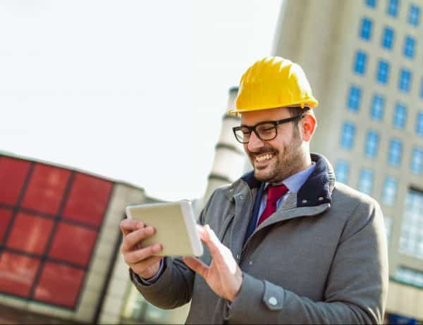 Worker working on tablet