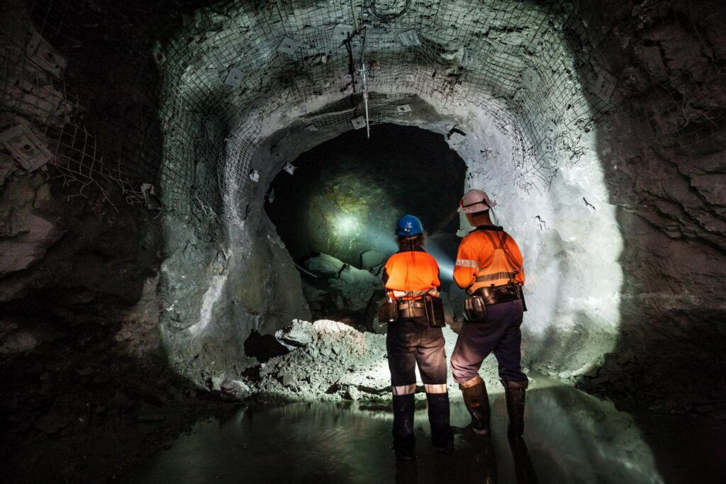 Miners underground at a copper mine in NSW, Australia