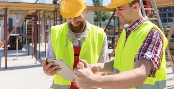 Two worker using LMS on tab