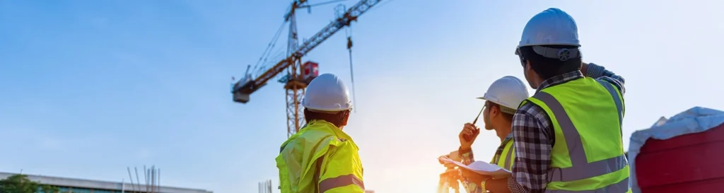 3 workers looking at worksite safety