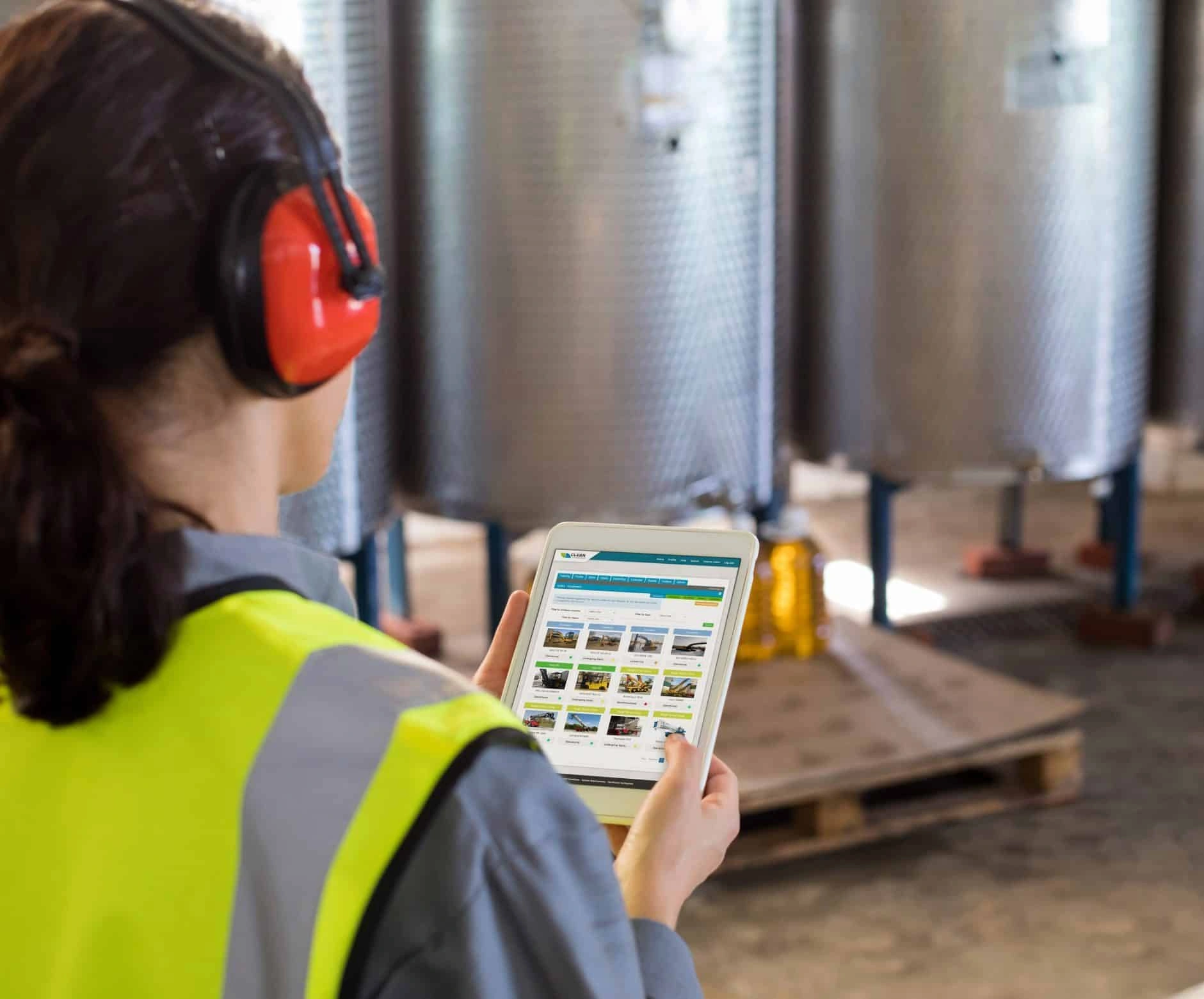 viewing equipment software on tablet