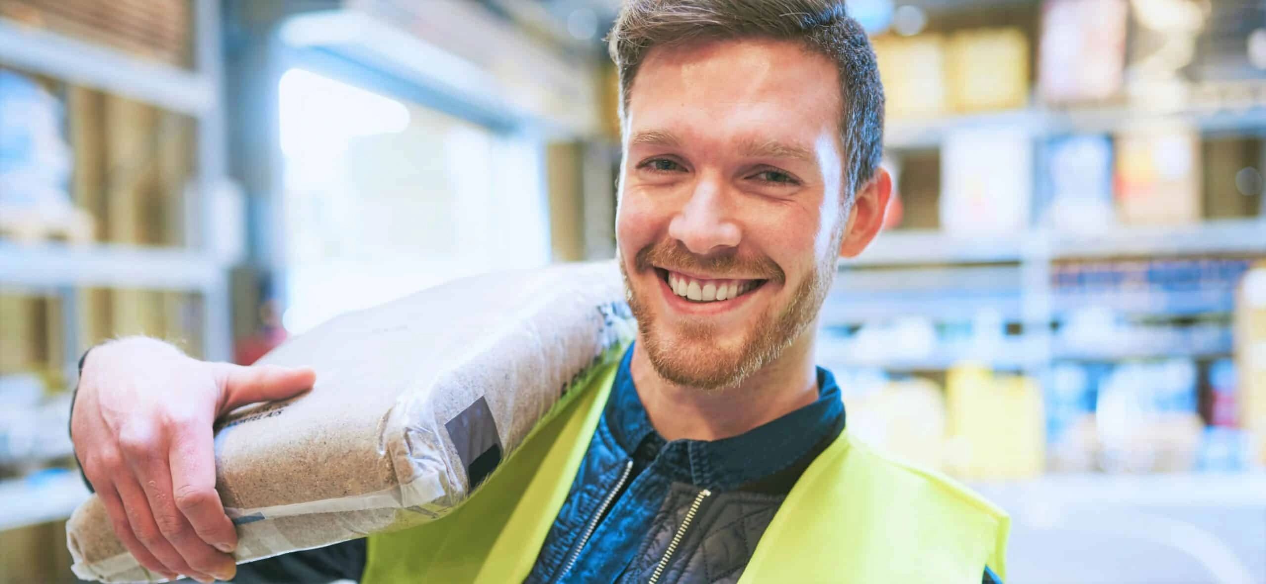 Friendly happy warehouse worker