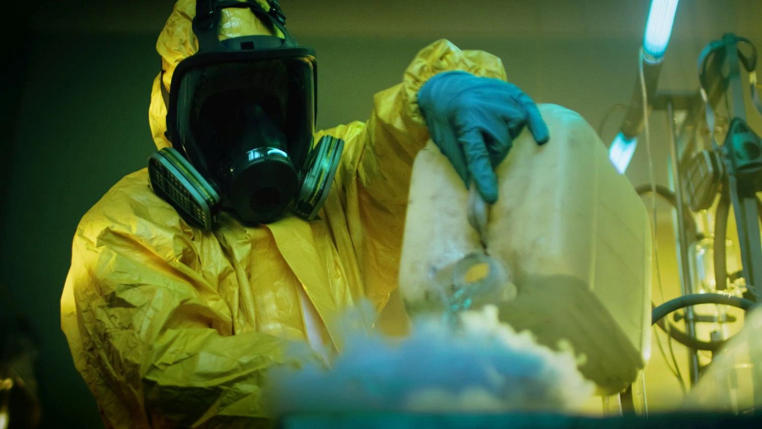 Specialistsin hazard suit using hazrdous chemicals