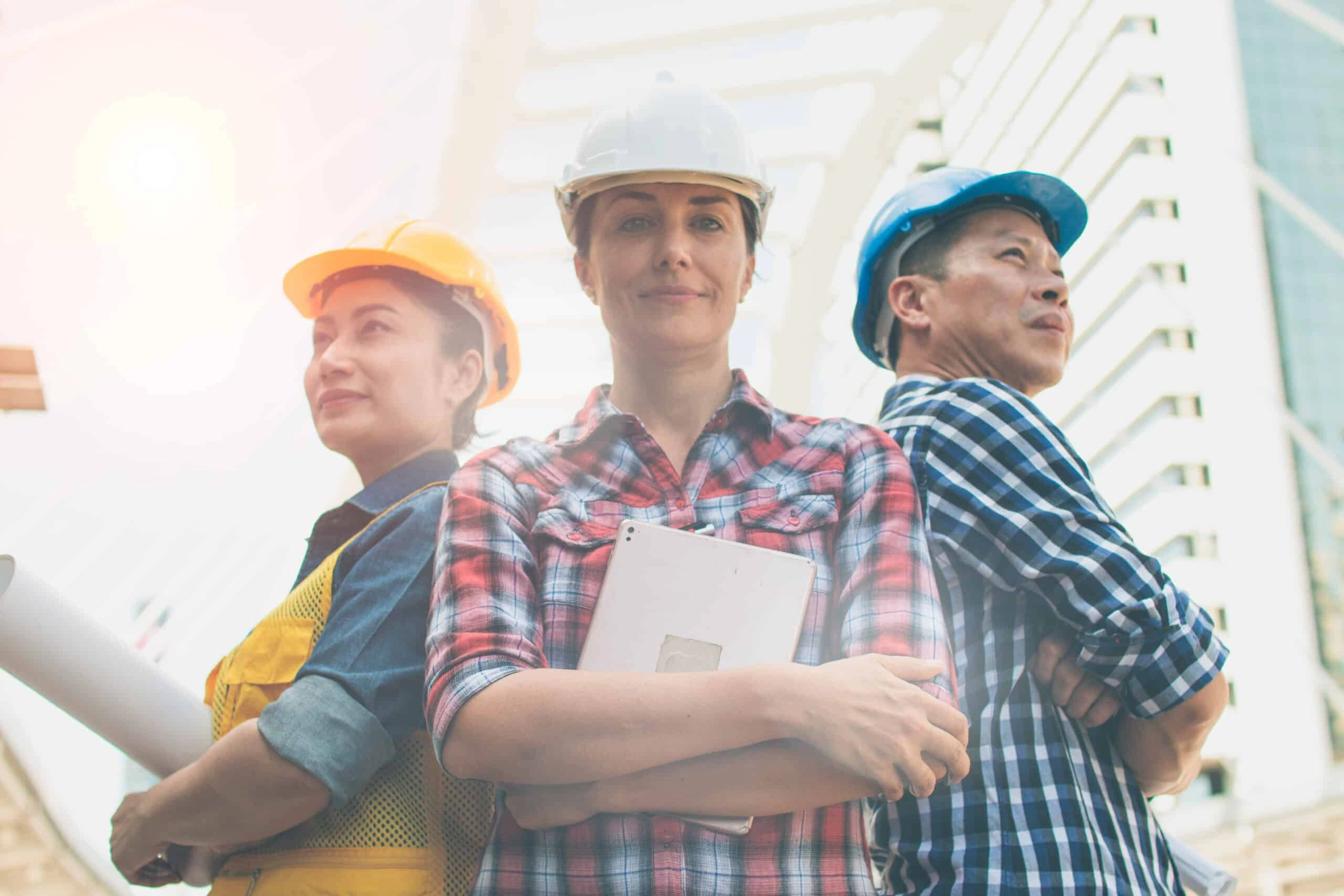 Team of construction workers for incident reporting