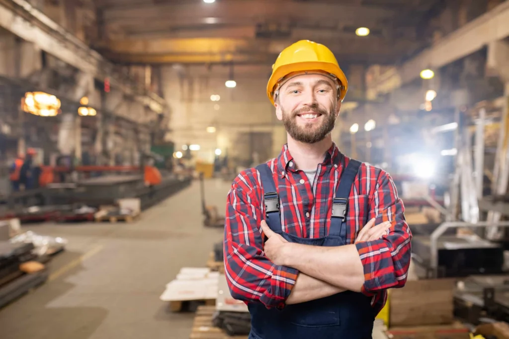 man smiling in warehouse