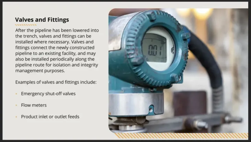 An image of a pipe valve. Part of the pipeline construction safety training course, this section describes protocols with valves.