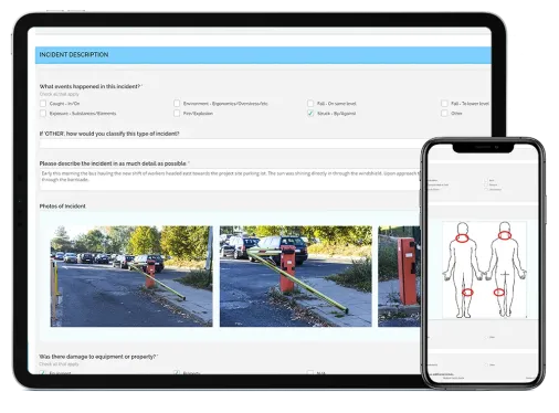 Incident Form on smart phone and tablet