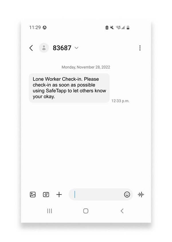 Working Alone Feature Notification