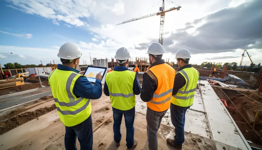 Field team combining real-time data with trusted safety instincts at construction site.