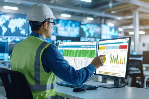 supervisor analysing data usign ehs software