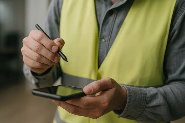 worker identifying hazard using ehs software
