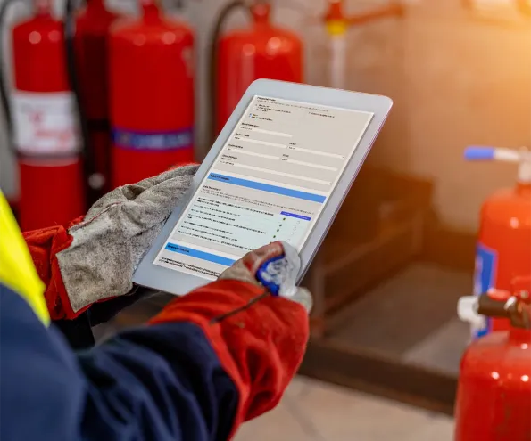 worker using digital form on ehs software