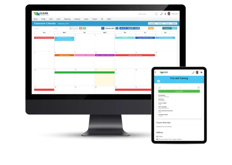 Classroom calander software on desktop and tab