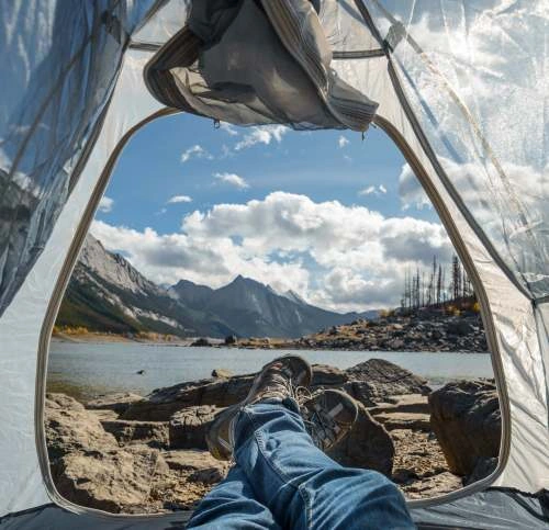 - BIS Safety Software Comfortable camp site overlooking temperate climate in North America