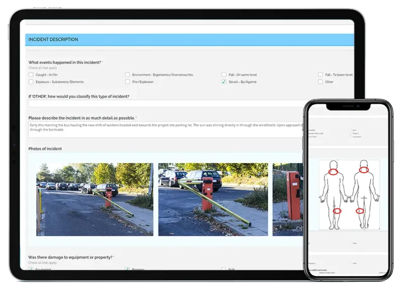 Incident Form on smart phone and tablet