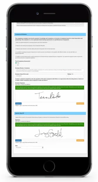 Phone competency sign off