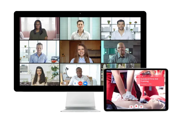 Virtual training landing page course and computer