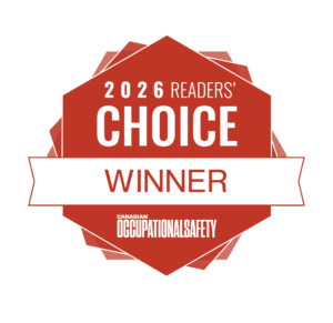 Award badge: 2026 Readers' Choice Winner from Canadian Occupational Safety (red multi-layer badge).