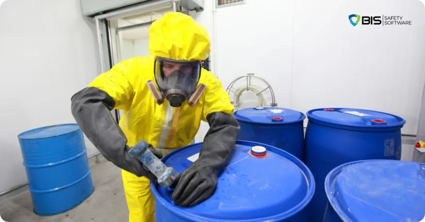 A worker working in dangerous workplace